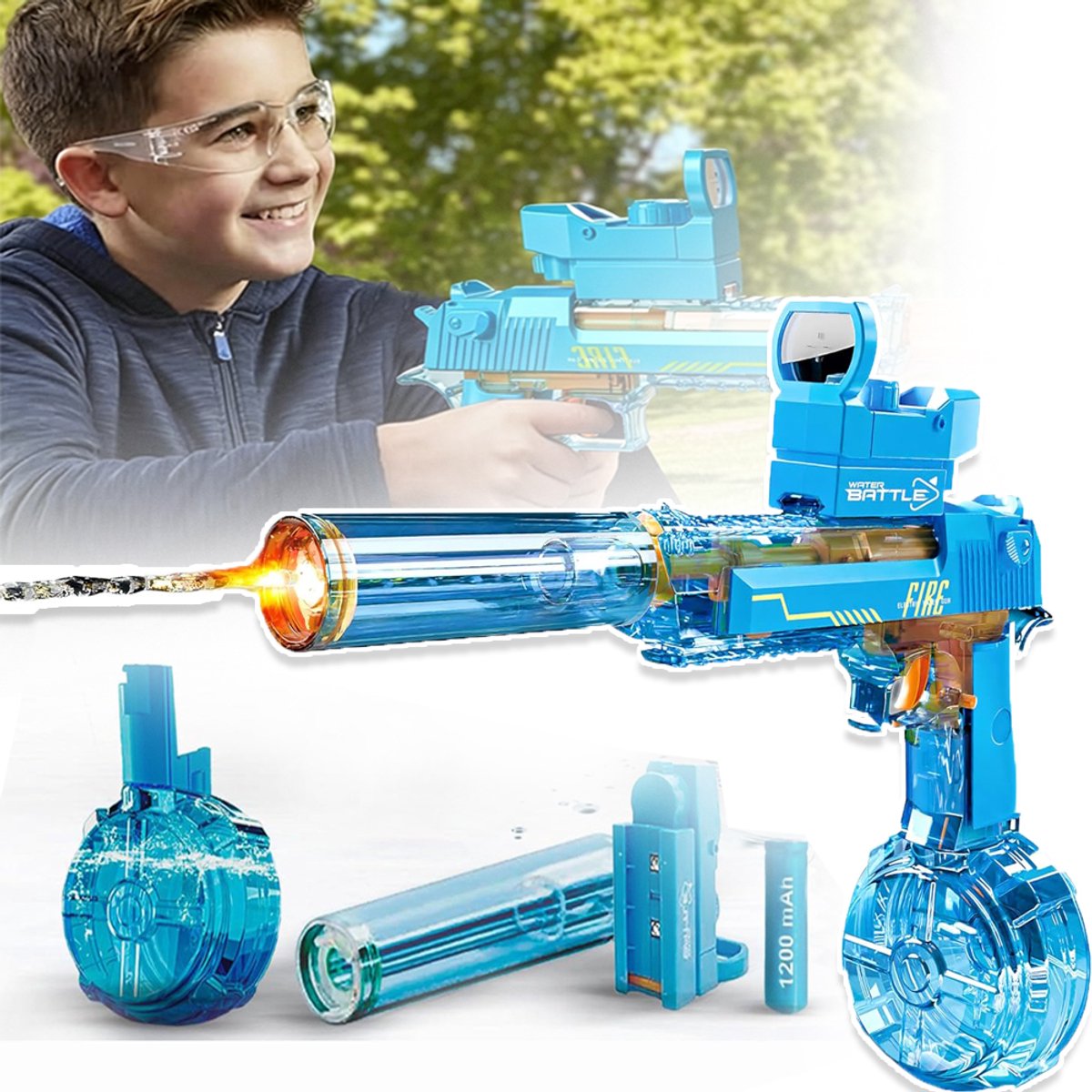 Elektrisch Oplaadbaar Waterpistool Voor Volwassenen En Kinderen - Groot Bereik Desert Eagle-Vorm - Nauwkeurig Elektrisch Waterpistool Met Hoge Frequentie Groot Bereik Ideaal Voor Zwembad Strand En Tuin
