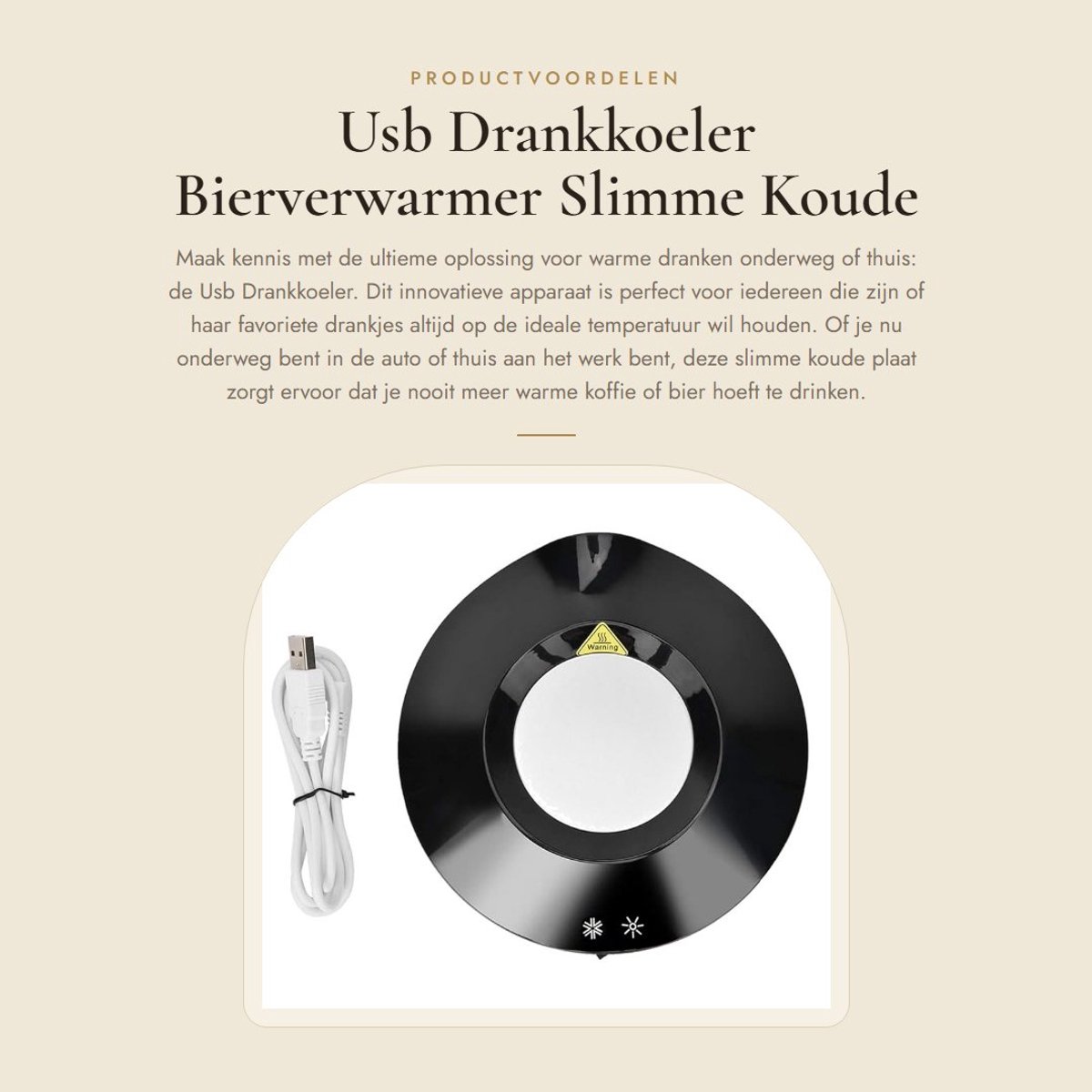 Dailygoods - Usb Drankkoeler - Bierverwarmer - Slimme Koude Plaat - Zwart - Elektrische Chiller - Onderzetter voor Koffie - Geschikt voor Auto