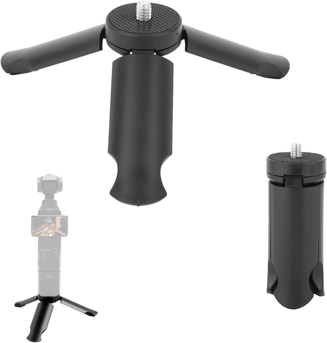 Compacte Mini Tripod met 1/4 Schroefdraad, Antislip Stabilisatie, Ideaal voor Vloggen, Geschikt voor Actiecamera's en Smartphones