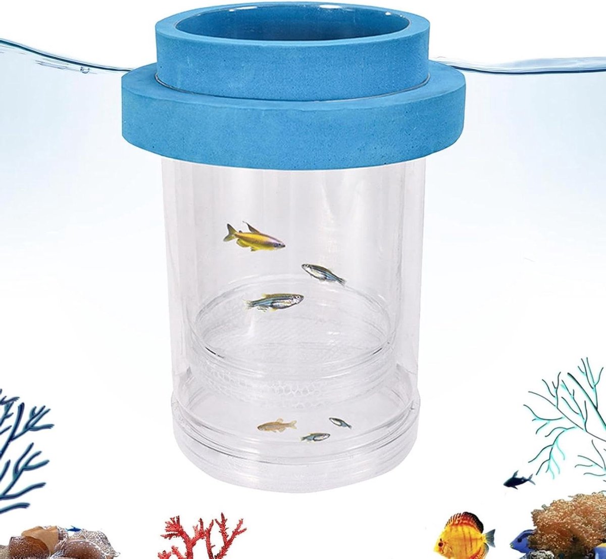 Drijvende Kweekbox - Vis Isolatie Box - Aquarium Vissen Verzorgen - Fijnmazige Netbodem - 15 x 10 x 10 cm