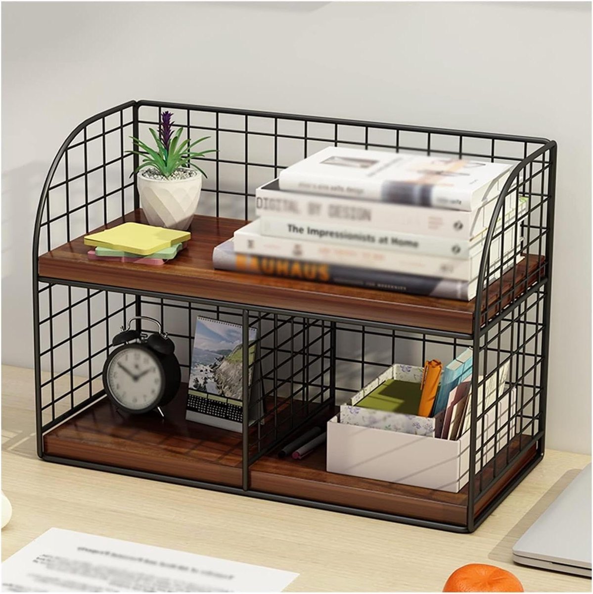 Boekenkast Bureau - Opberger Bestanden - Bureau Organiseren - 2 Lagen - 40 cm - Bruin