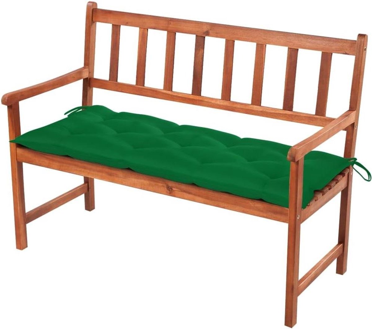 Houten Tuinbank - Buitenbank Zitje - Ontspannen Buiten - Inclusief Kussen - 120 cm - Groen