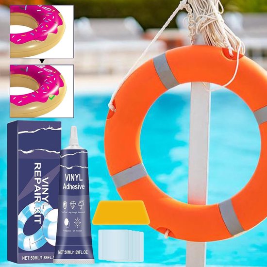 Reparatieset voor luchtbedden - Lekken repareren - Watersport reparatie - Weerbestendig materiaal - 5 patches - Grijs — afbeelding 2