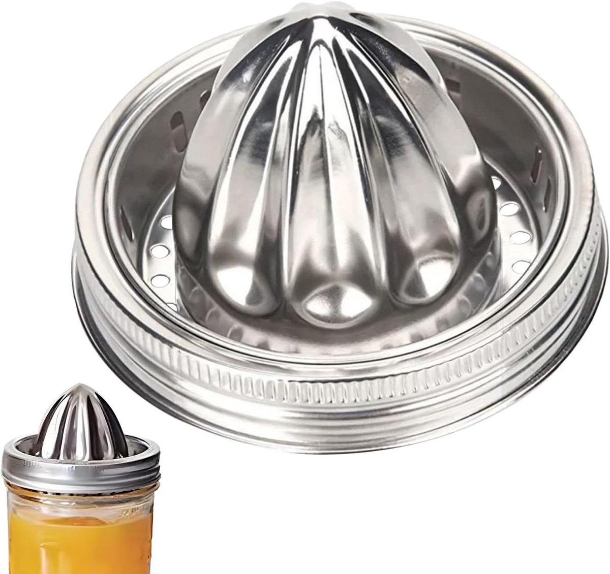 Sapcentrifuge Deksel Citruspers Inmaakpot Fruit Sappen Maken Roestvrij Staal 8.6 x 6.5 cm Meerkleurig