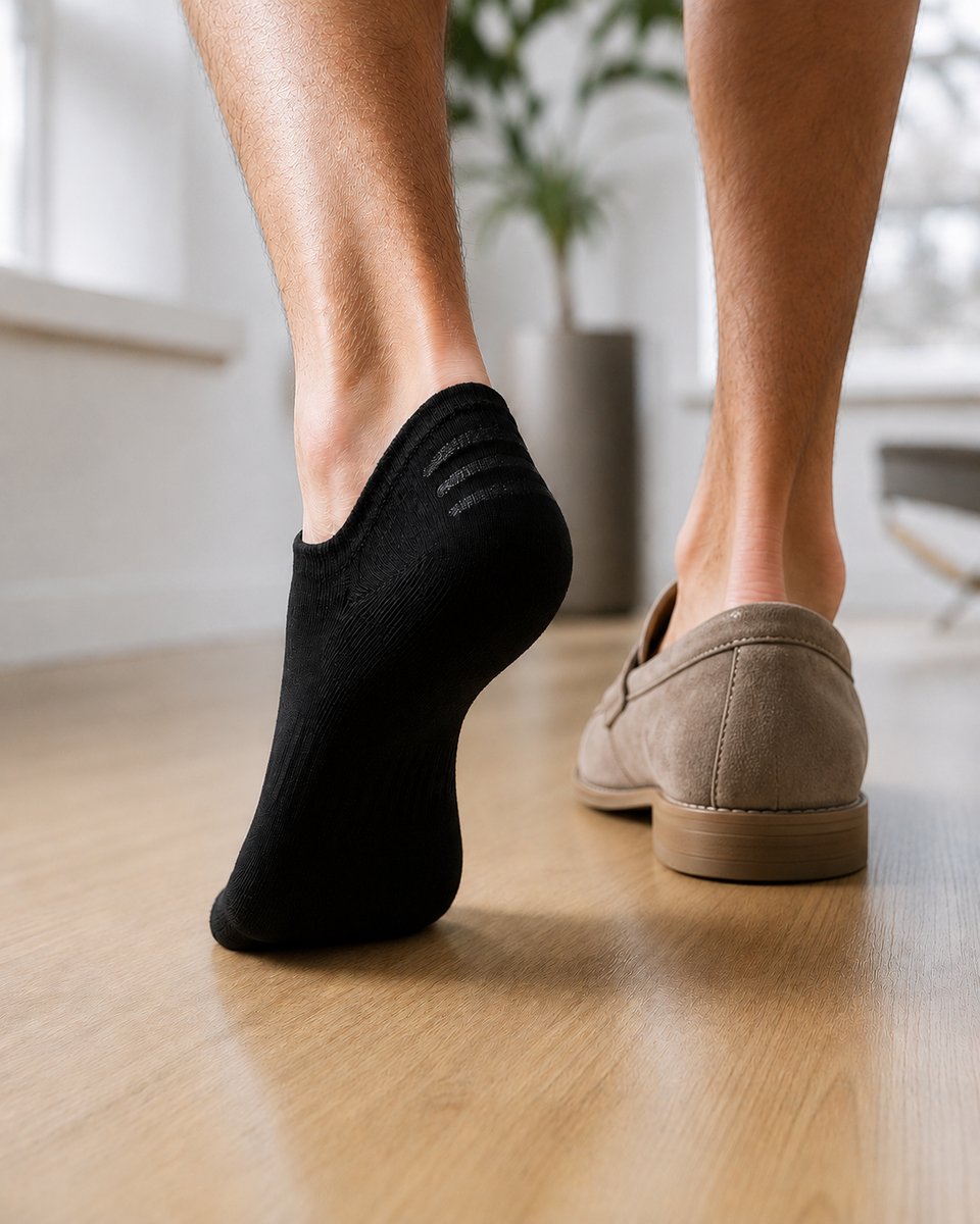 Norfolk Footies - Anti-slip Hak - 3 Paar Onzichtbare Sokken - 80% Katoen - 43-46 - Zwart - Footies Heren - Tokyo