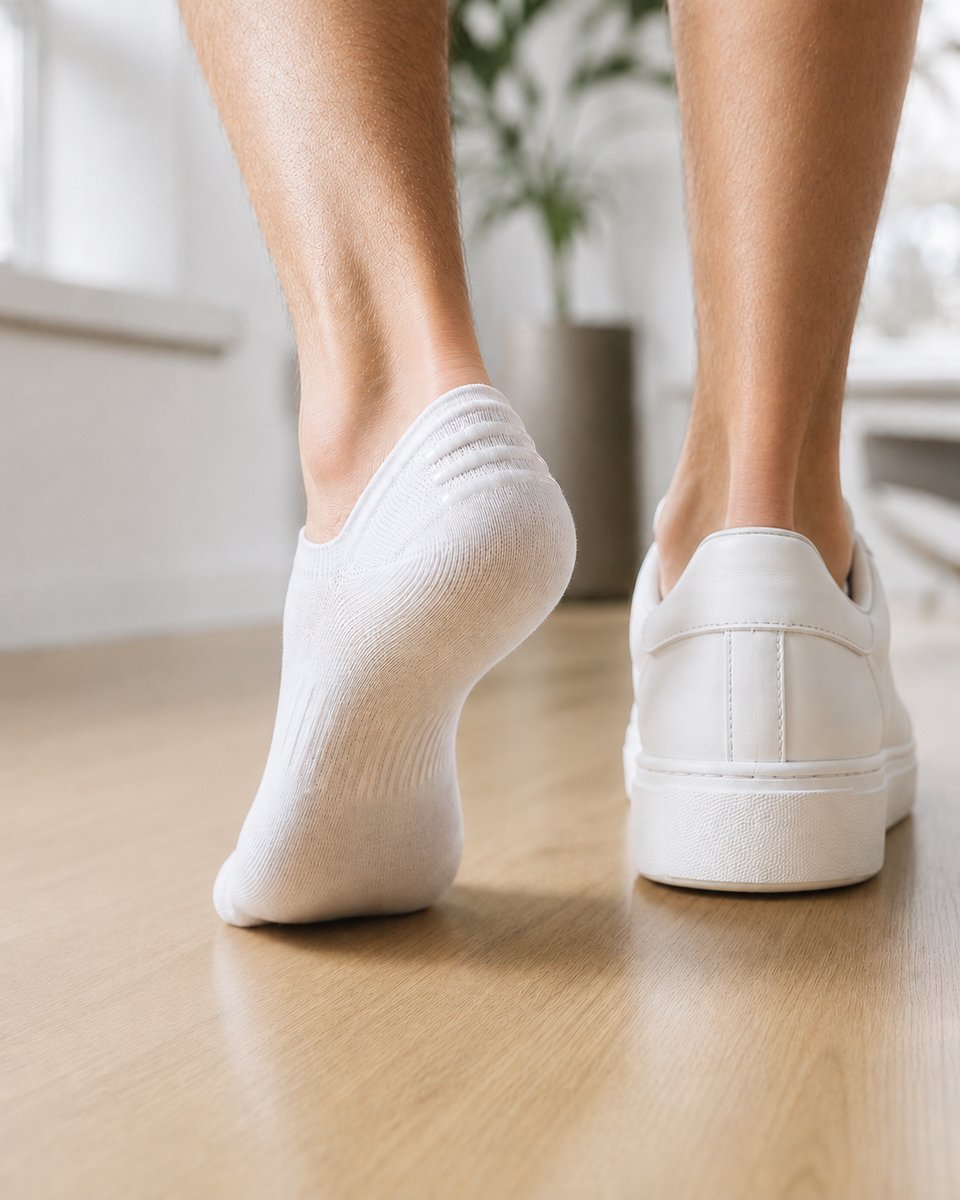 Norfolk Footies - Anti-slip Hak - 3 Paar Onzichtbare Sokken - 80% Katoen - 43-46 - Wit - Footies Heren - Tokyo