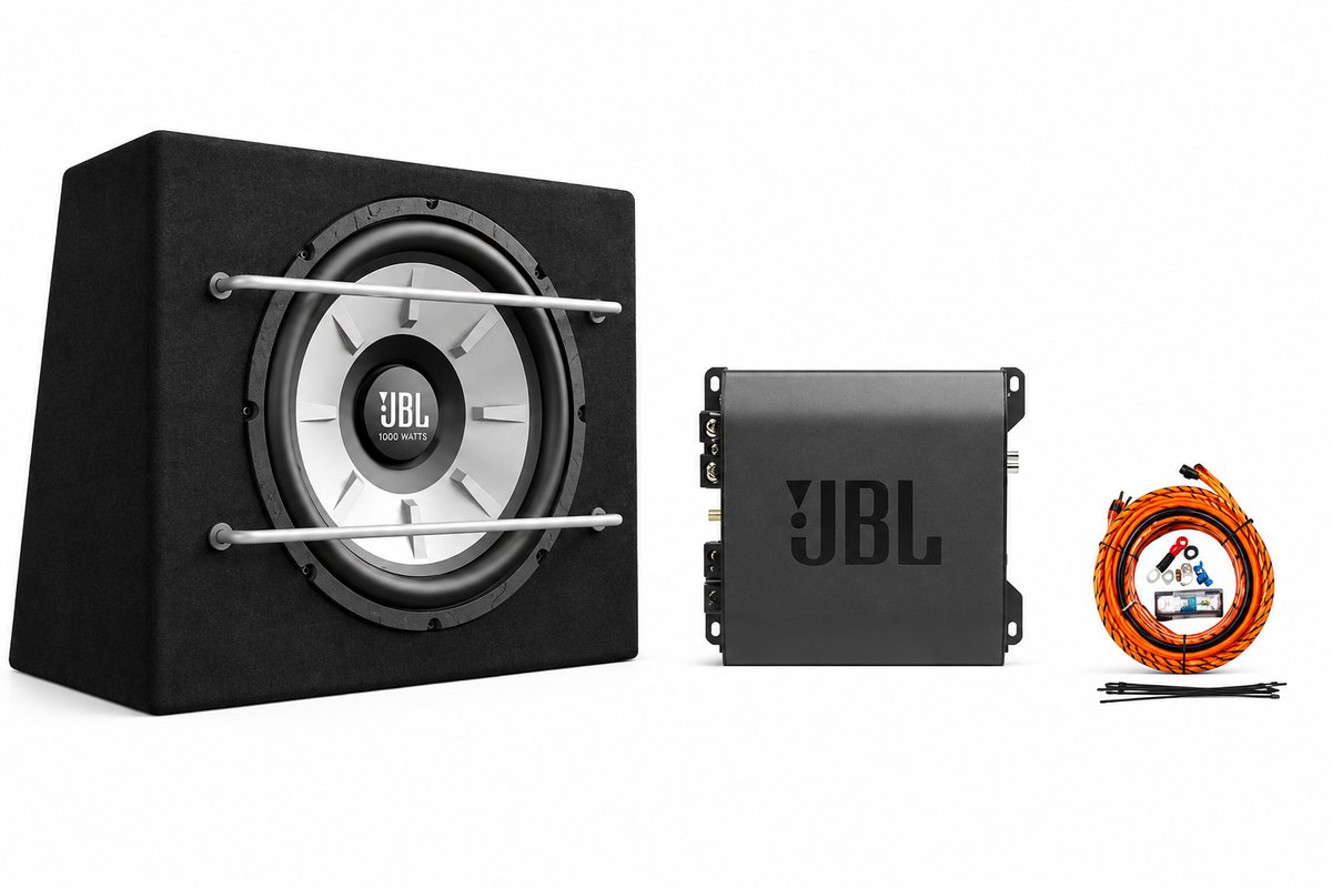 JBL STAGE STARTERPACK1000GT – Subwoofer Set – Stage 1200B 12 Inch – GT 80021 Versterker – Inclusief Kabelset – 1000W