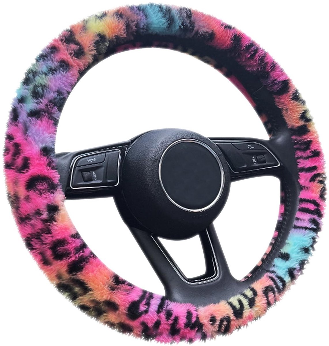Dailygoods- Stuurhoes Pluche - Luipaardpatroon - Rekbaar - Winterbescherming - Auto Accessoires Interieur - Modieus Design - Stuurwielhoes