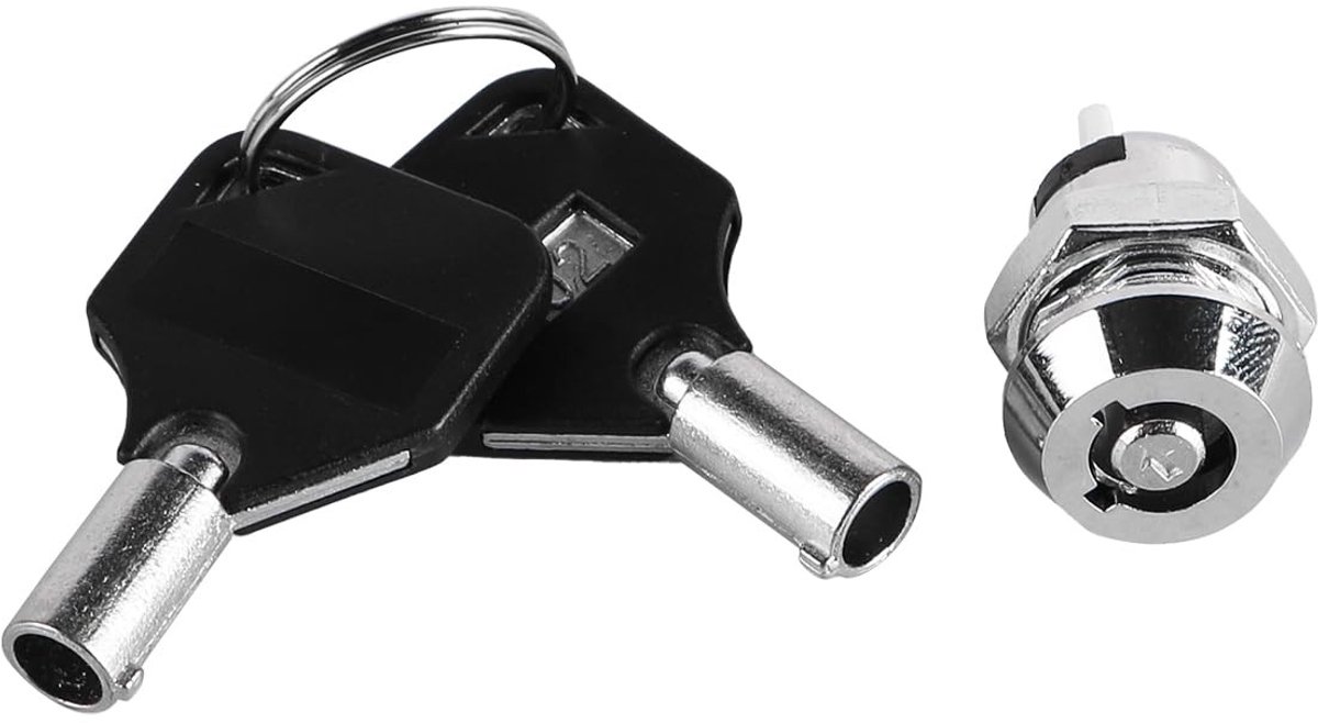 Dailygoods - 12 mm roestvrijstalen sleutelslot - Elektronisch slot - Dubbelzijdig uittrekbaar - Zwart-zilver - Sleutelschakelaar - Veiligheidssl...