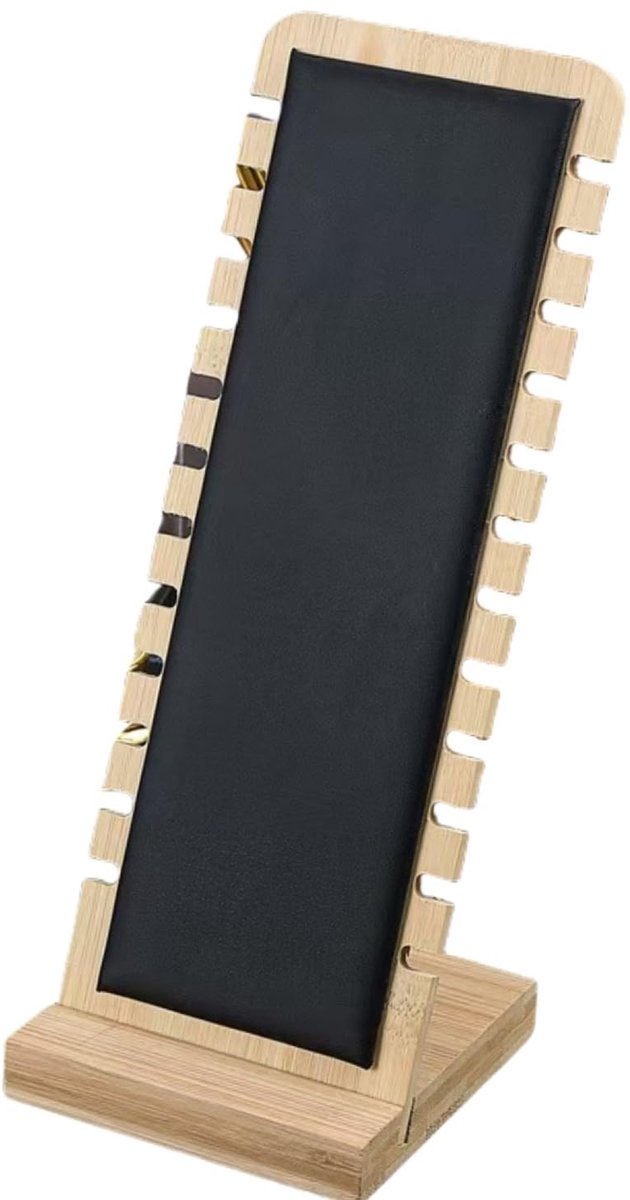 Dailygoods- Sieradenstandaard 26 x 10 cm - Organizer voor Sieraden - Kettinghouder - Vitrine - Hangers - Armbanden - Leer/Hout
