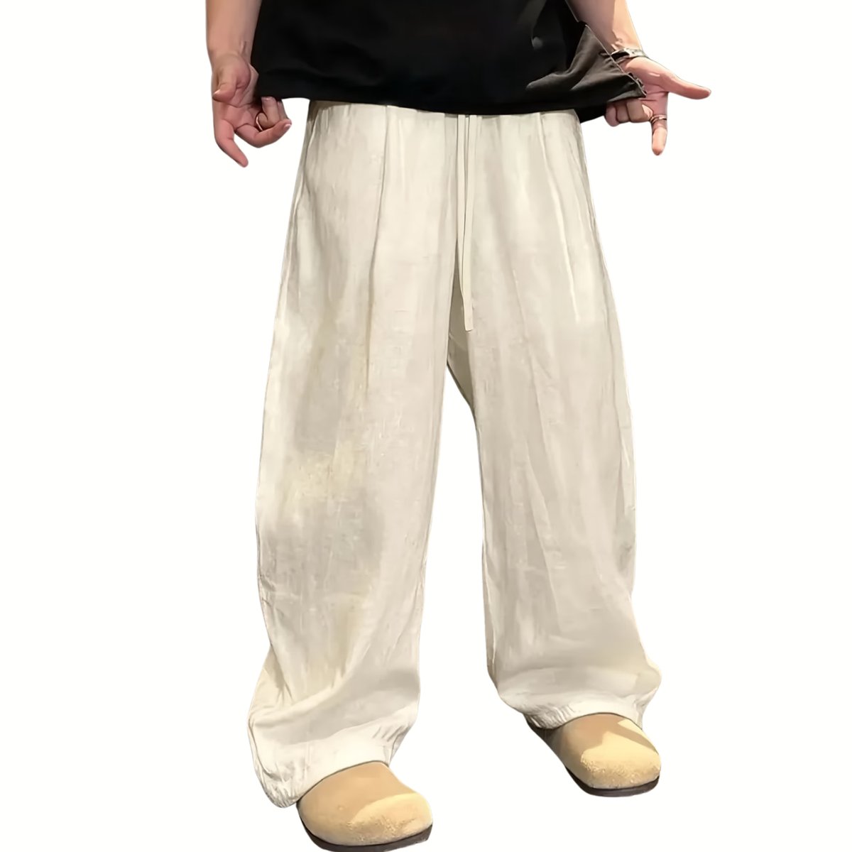 Currero Linnen Broek Heren - Zomerbroek - Volwassenen - Lange Broek - Pantalon - Strandbroek - Zomer - Ibiza Stijl - Abrikoos M