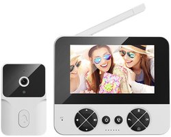Draadloze videobel voor buiten, met camera, IP65, waterdicht, 1080p HD, IPS-display, video-intercom, infrarood nachtzicht en bidirectionele audio, draadloze bel met Bl-verbinding