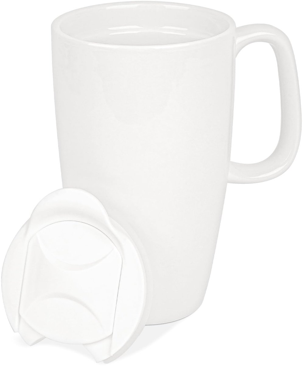 Dailygoods - Keramische koffiemok - Grote drinkbeker - 19oz met schuifdeksel - Herbruikbaar - Geschikt voor magnetron en vaatwasser - Ideaal voor thui...