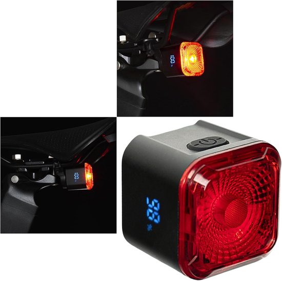 KZQ Fiets achterlicht LED met remsensortail licht veilig knipperlicht voor fietsen oplaadbaar en waterdicht — afbeelding 4