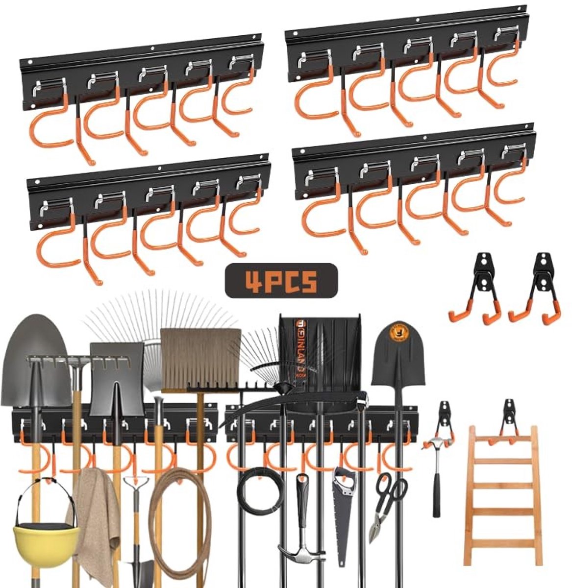 Dailygoods- Tuin Tool Organizer - Bezemhouder - Gereedschapswand - Wandmontage - Roestbestendig - Waterdicht - Gegalvaniseerd Ijzer - Gereedschapshouder