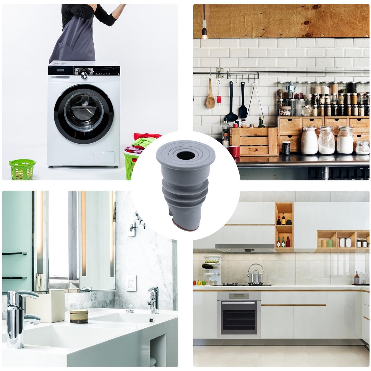 Dailygoods- Buisafdichting 2 Stuks - Afdichting voor Wasmachines - Silicagel - Waterdicht - Grijs - Duurzaam en Sterk - Afdichtring