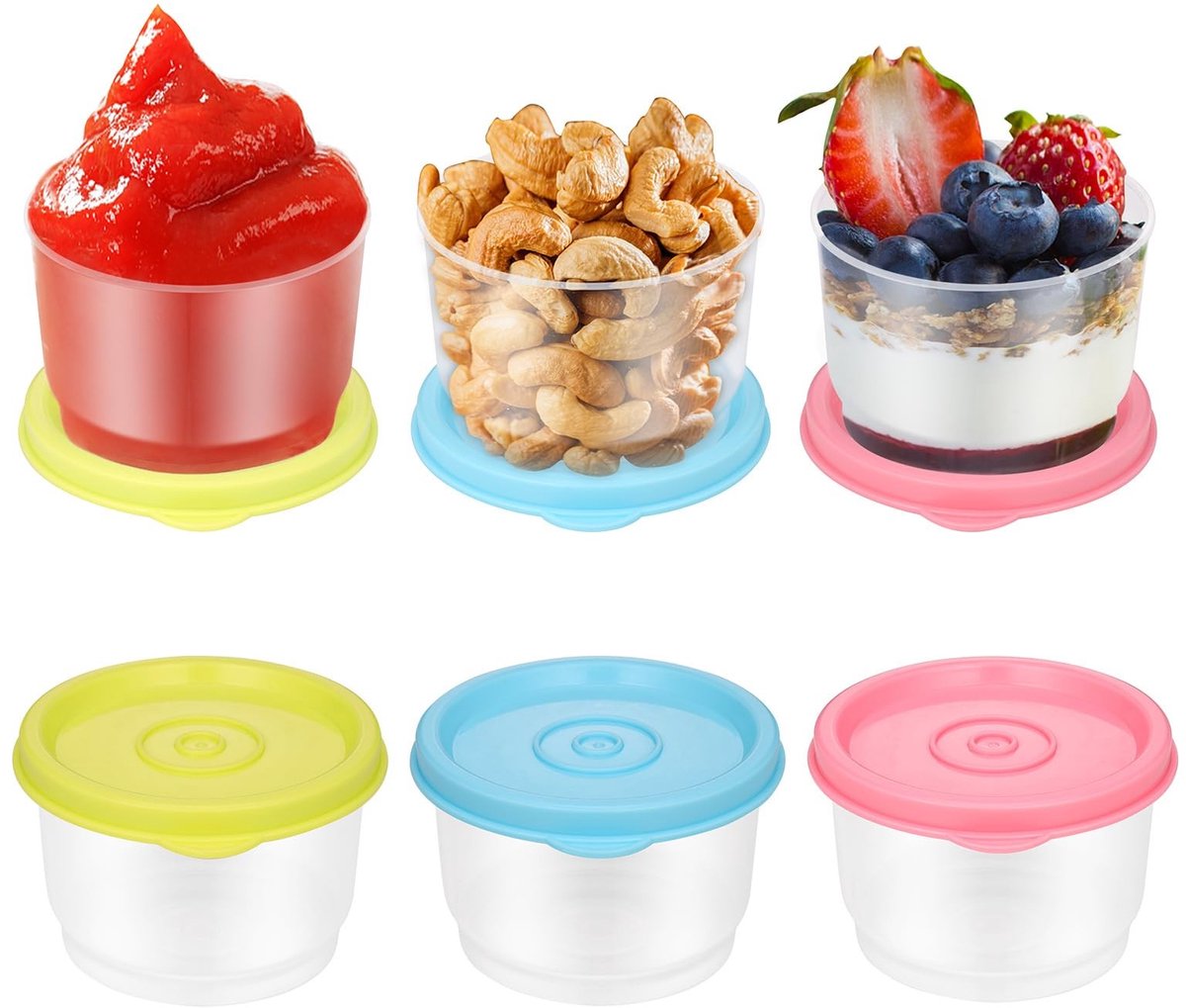 Dailygoods- Voedselcontainers 6 stuks - Mini kunststof doosenset - 160 ml - Luchtdicht - BPA-vrij - Voedselveilig materiaal - Opbergdozen