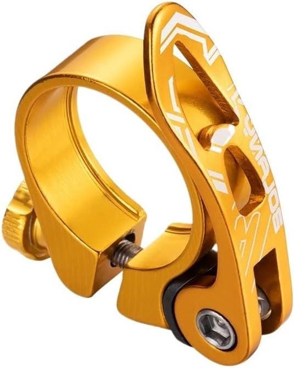 Zadelpen Klem - Fiets Zadelklem - Veilig Fietsen - Snelsluiting Aluminium - 318 mm - Goud