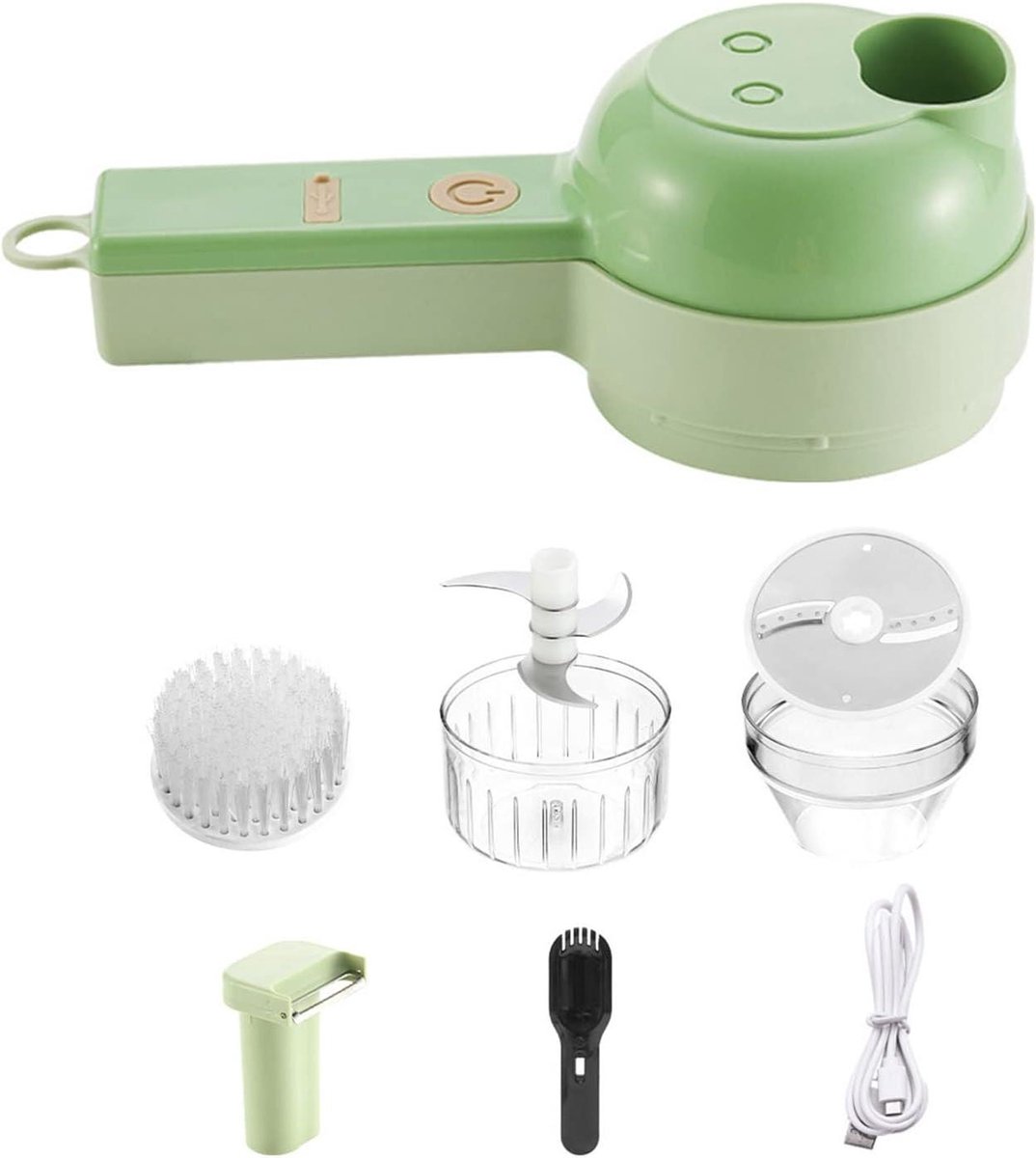 Elektrische Groentesnijder - Keukenmachine - Snel koken - 4-in-1 functie - 20.5 x 9.5 cm - Grijs