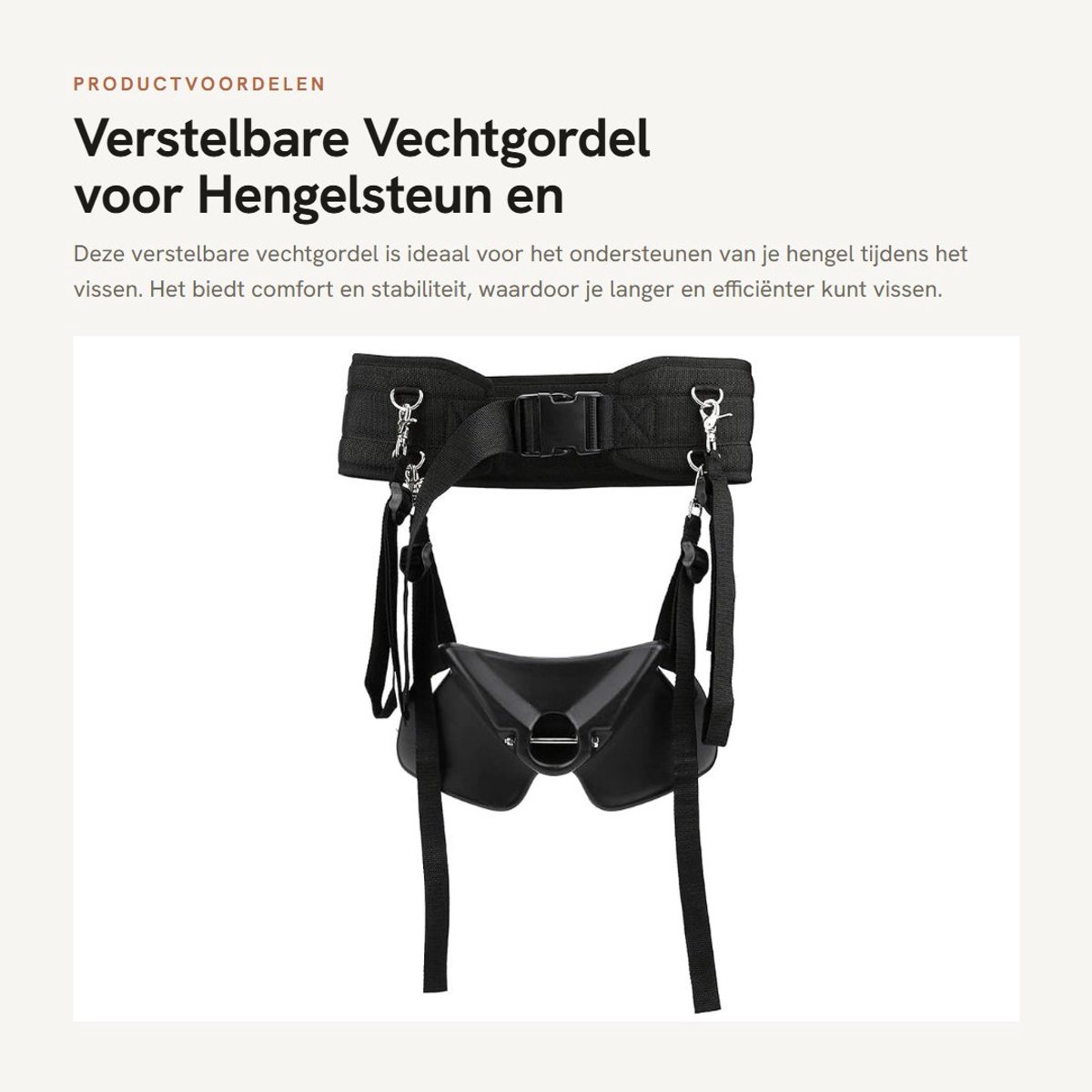 Dailygoods- Vechtgordel Verstelbaar - Hengelsteunhouder - Hengelbevestigingsriem - Roestvrij Staal - Lichtgewicht - Duurzaam Materiaal - Hengelsteun