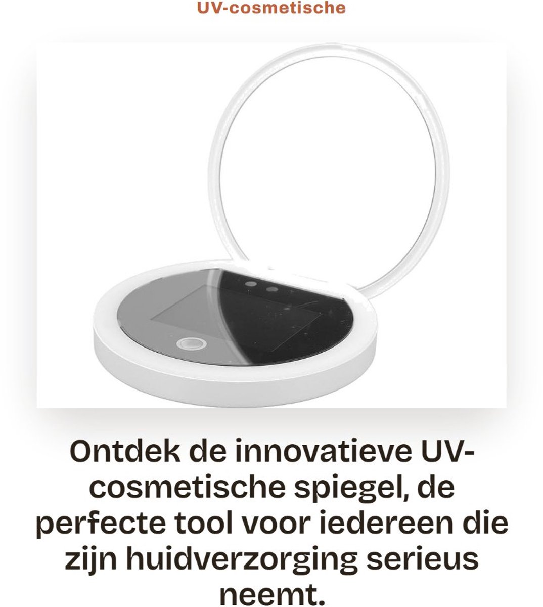 Dailygoods - UV-cosmetische Spiegel - Draagbare make-upspiegel - Compact dubbelzijdig ontwerp - 2x vergrotende spiegel - UV-camera voor zonnebrandtest...