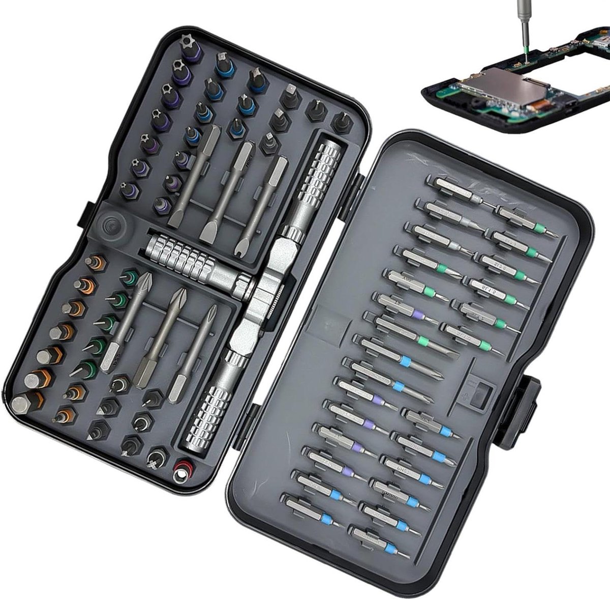 Magnetische ratel set - Precisie schroevendraaier - Meubelmontage en reparatie - 79-delige bitset - 18.1 cm lengte - Zwart