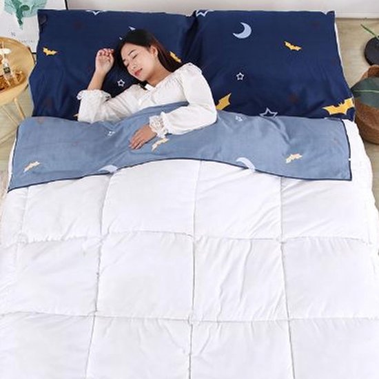 Slaapzakvoering - Reislaken draagbaar - Hygiënisch slapen - Geïntegreerde kussensloop - 180 x 215 cm - Donkerblauw — afbeelding 2