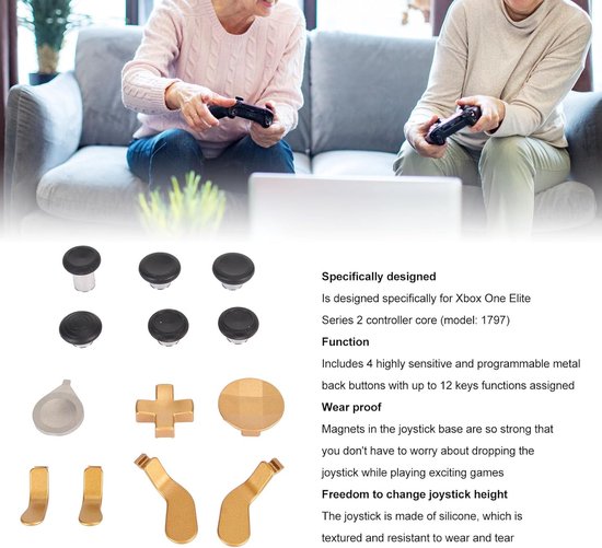 Controller Paddles - Vervangende Knoppen - Gaming Verbetering - Magnetische Verstelbaarheid - 12 Functies - Goud — afbeelding 2