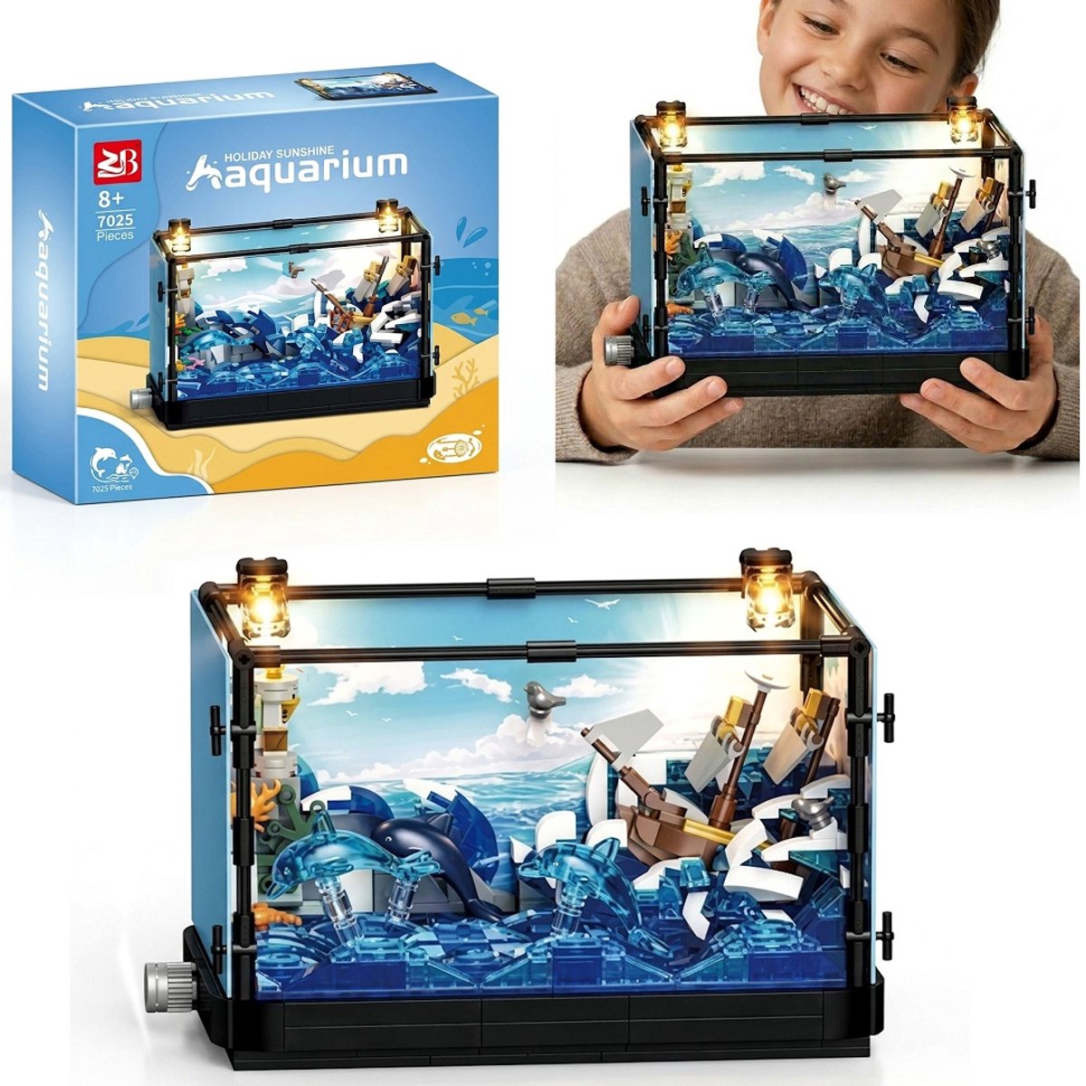 COIL Bouwstenen Aquarium met een dolfijn 8+ – Onderwaterwereld Oceaan Set – Creatief Bouwspeelgoed & Decoratie - 798 onderdelen