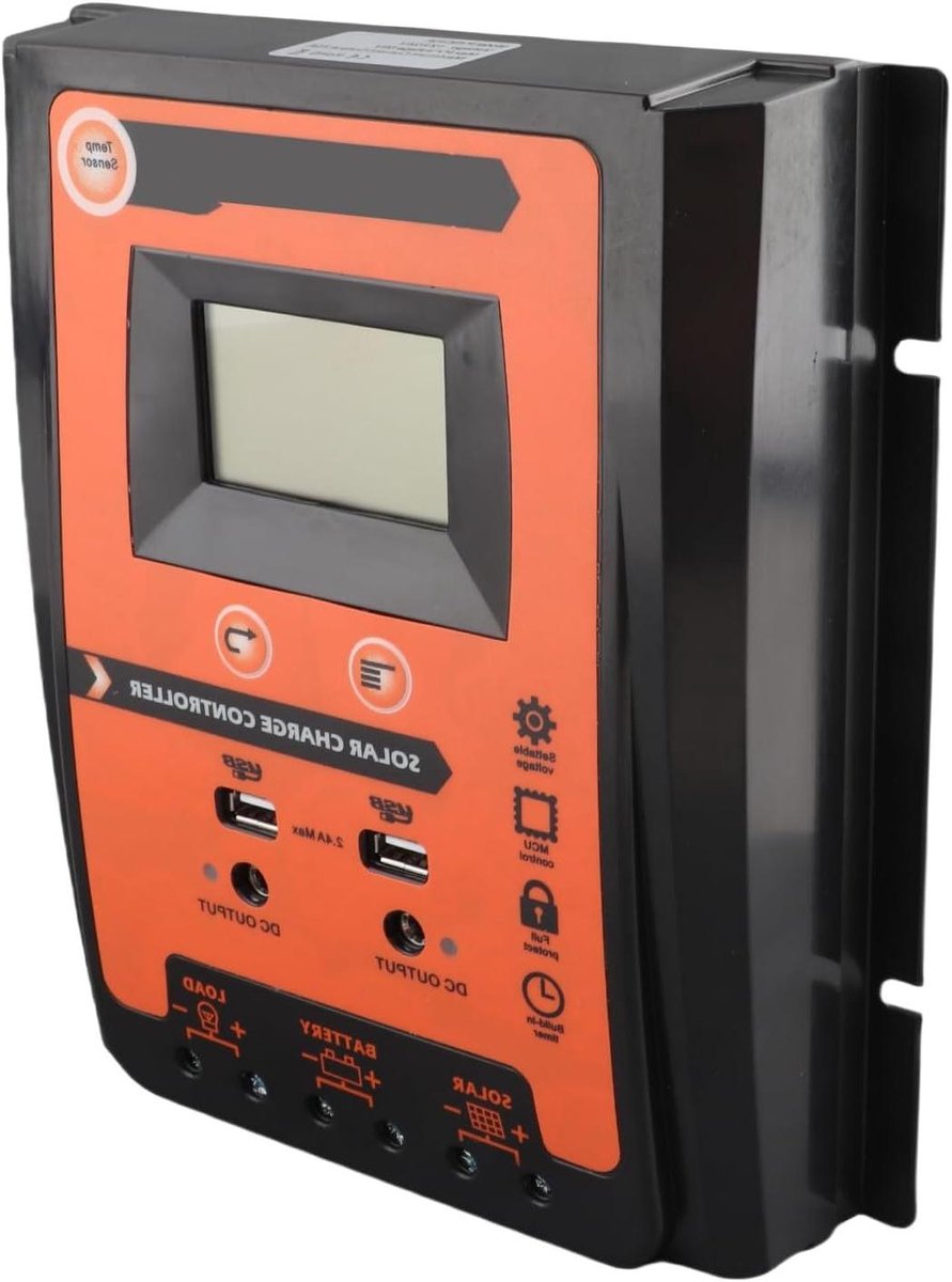 Zonnepaneelcontroller - Intelligente Regelaar - Energie Beheer - Automatische Spanningsdetectie - 70A 12V 24V - Aluminium