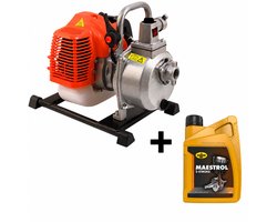 Kibani Waterpomp 15.000 Liter p/uur incl. 1 liter 2-takt olie - 52 cc 2-takt Benzine Motor - 3000 Toeren/Minuut