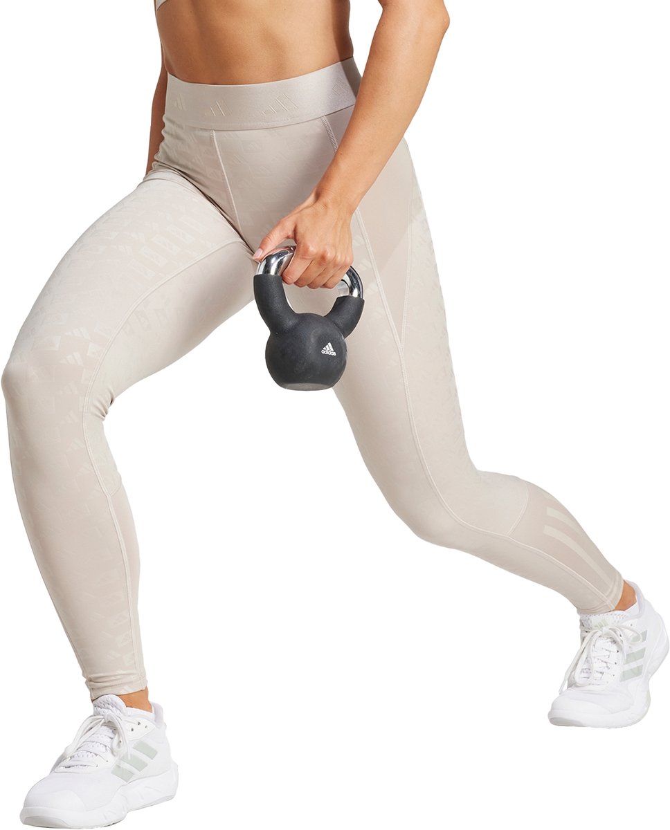 Adidas Performance Hyperglam Full-Length Emboss Legging - Dames - Beige