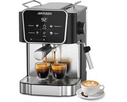 AIRMSEN Espressomachine - 20 Bar - Met Stoompijpje - Touchscreen - Pistonmachine - Zwart