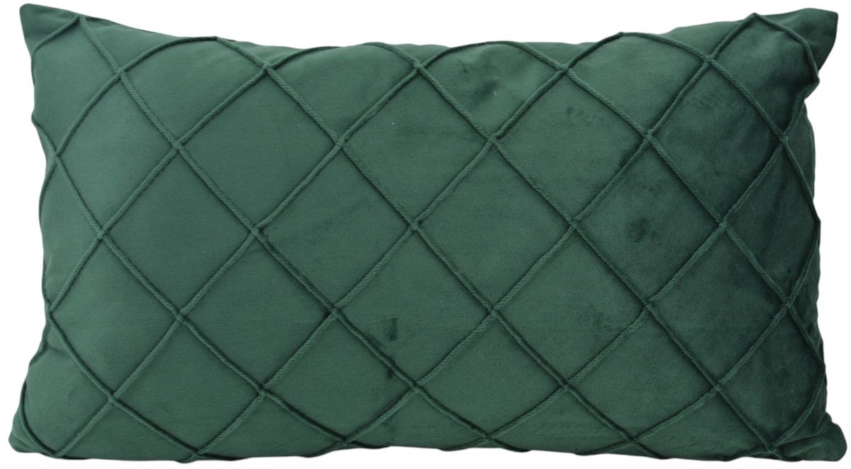 NOVÉE Sierkussen Velvet Cross Intens Groen | 30x50 cm | Velvet/Polyester