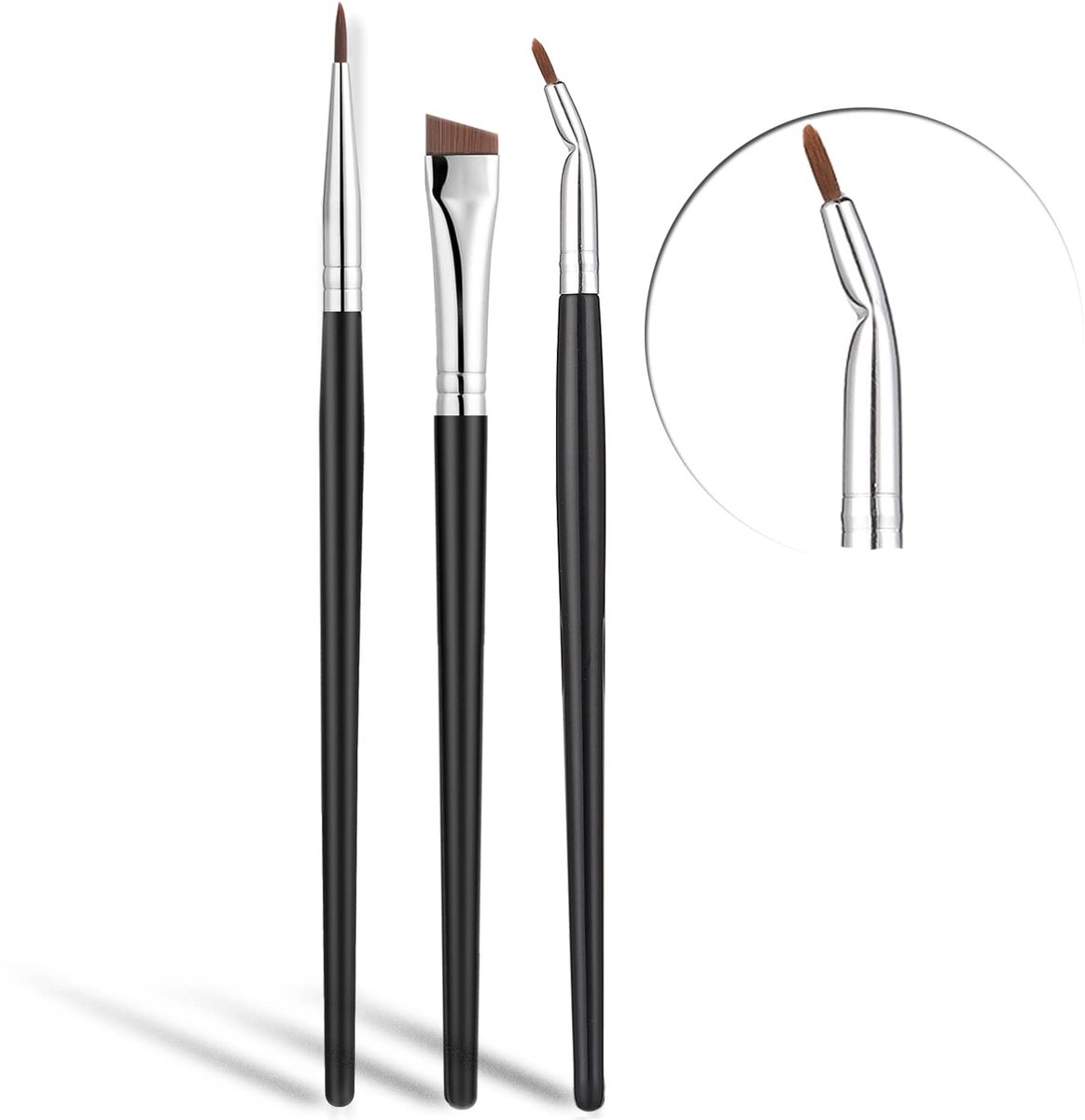 LISM-Fijne eyelinerkwast, precisie gel eyeliner, ultrafijne gebogen make-upkwast, Geschikt voor beginners en salons (6-delige set)
