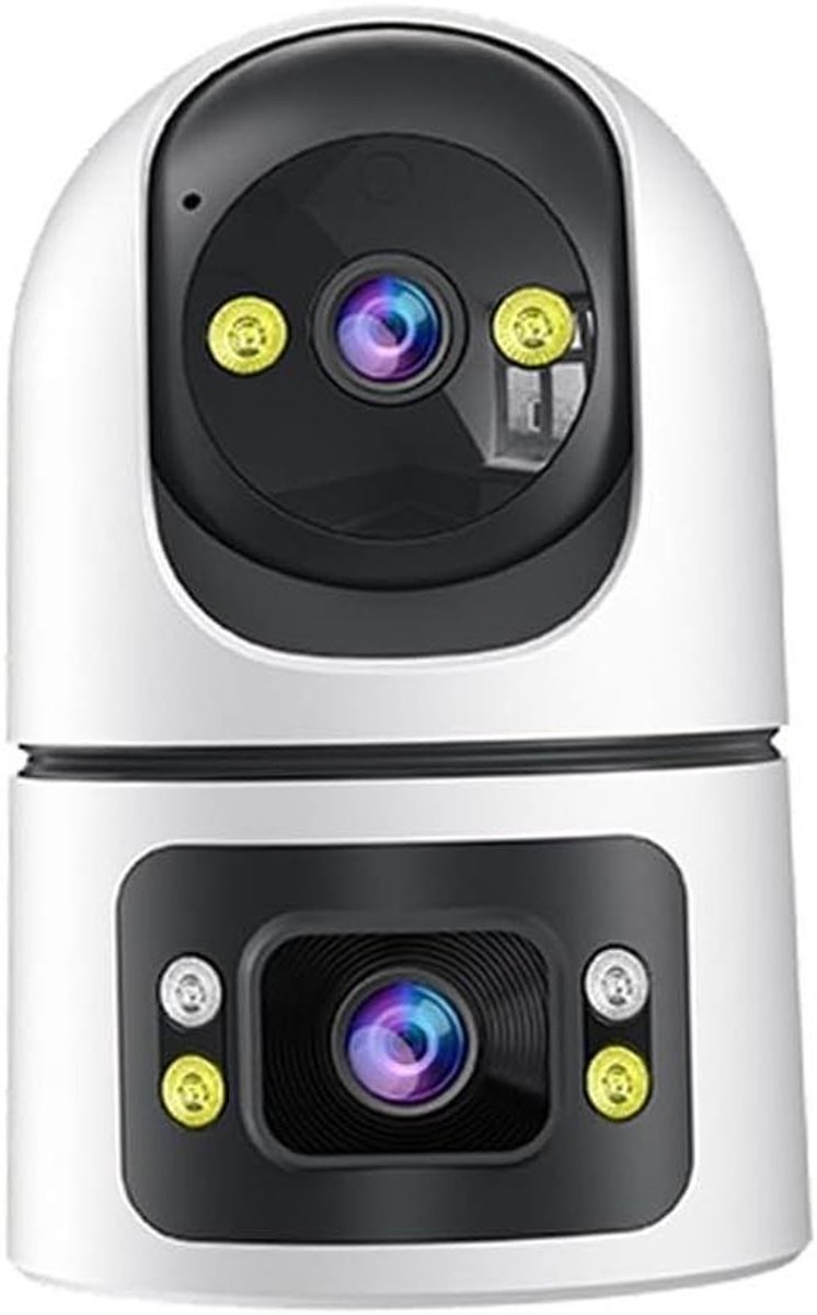 Slimme Camera - Beveiligingscamera Binnen - Thuisbewaking - Dubbele Lens - 14 x 11 x 10 cm - Wit