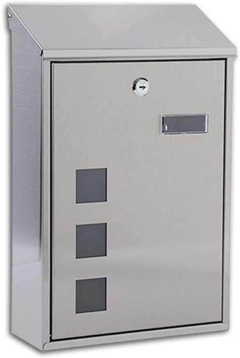Brievenbus - Postbus Pakketbox - Veilig Post Ontvangen - Extra Dik Roestvrij Staal - 25x10x39cm - Zilverkleurig