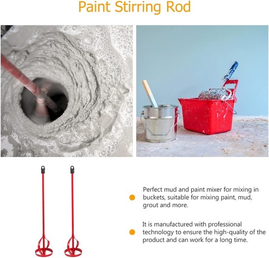 Mengstangen - Verf Roerstaaf - Modder en Verf Mengen - Duurzaam met Bekleedde Laag - 2 stuks - Rood — afbeelding 3