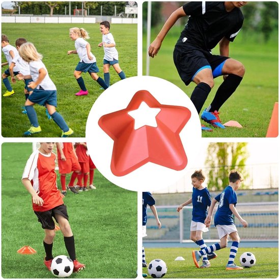 Voetbalschijfkegels - Trainingskegels Behendigheid - Sporttraining Verbeteren - Stervormig Design Stabiel - 20 cm Hoog - Rood — afbeelding 3