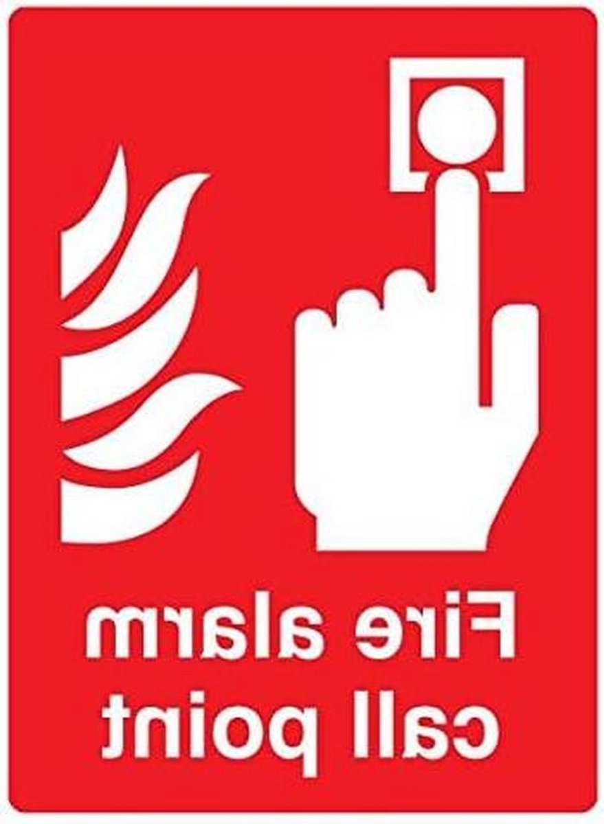 Brandalarm Call Point - Noodknop Vuur - Veiligheid Signaleren - Rood op Wit - 200x150mm - Rood