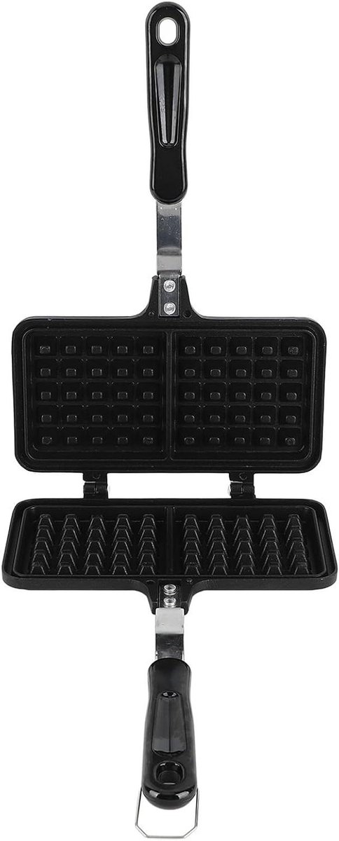 Wafelijzer Kookplaat - Wafelpan Dubbel - Ontbijt Bakken - Dubbele Kop - 34x22x4 cm - Grijs