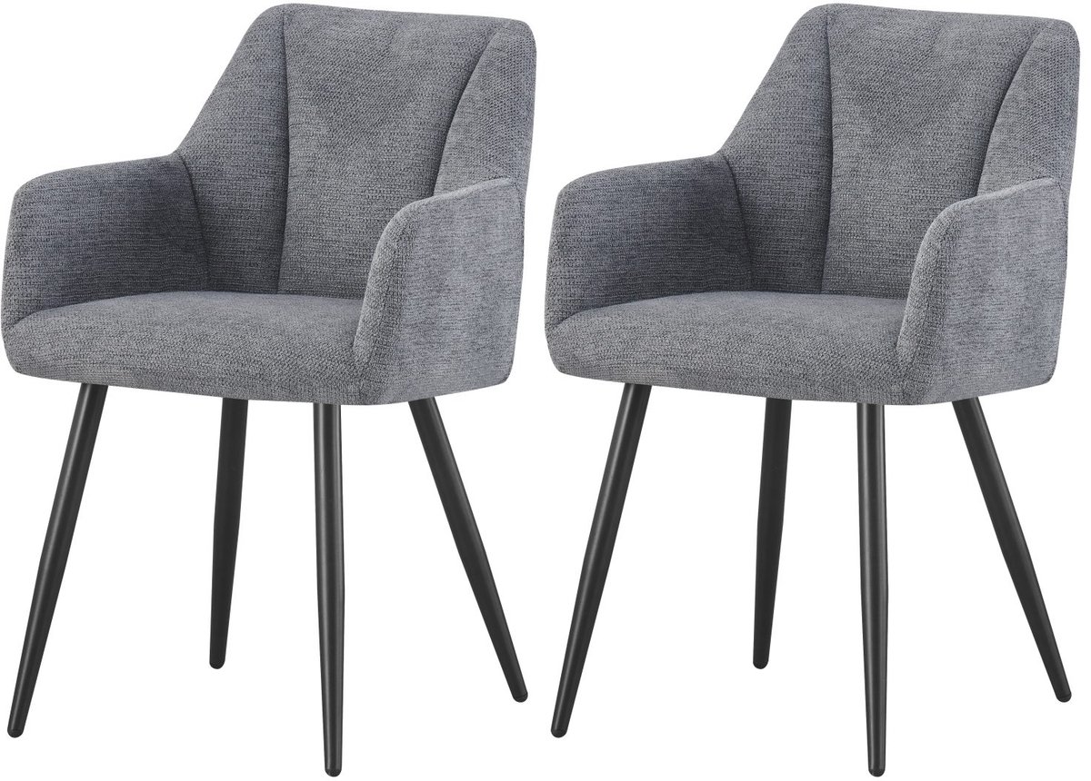 Furnilux Bella fauteuil antraciet set van 2 - Stijlvol design voor woonkamer - 55cm blanc