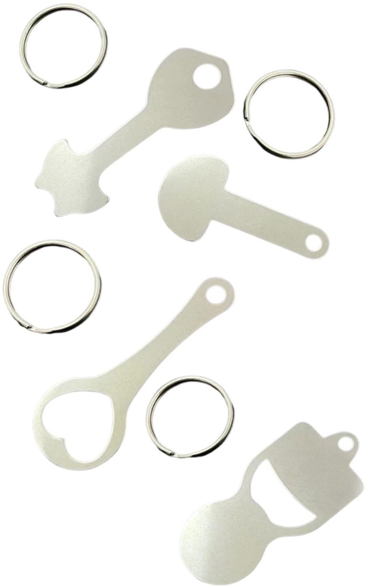 Dailygoods- Winkelwagenmunt - 4 Stuks - Roestvrij Staal - Sleutelhanger/Flesopener - Duurzaam - Compact - Praktische Ontgrendelaar - Winkelwagenchip