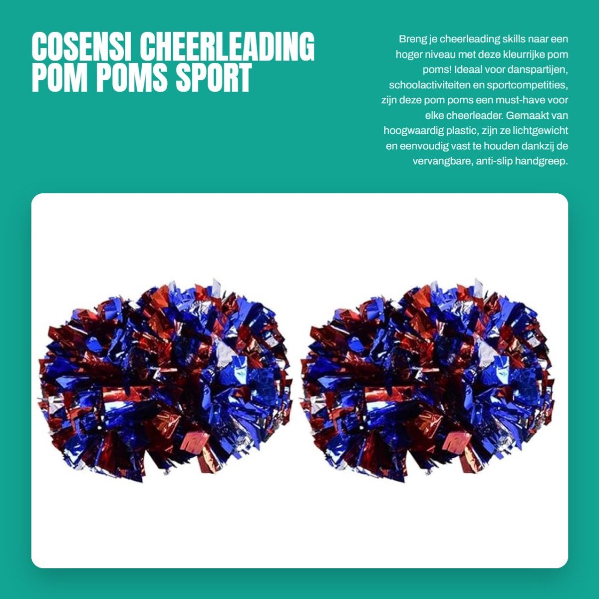 Dailygoods- Pom Poms - 1 Paar - Lichtgewicht - Vervangbare Handgreep - Shiny Kleuren - Geschikt voor Dans en Sportevenementen - Cheerleading