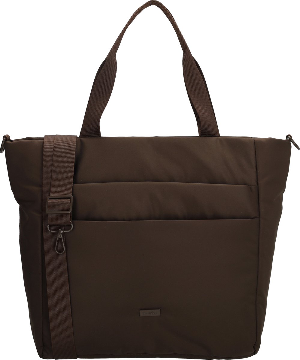 Beagles Duomo Shopper - Lichtgewicht - Crossbody - Schoudertas - Afneembare/Verstelbare Schouderband - Veiligheidssluiting - Safety Zipper - Praktische Indeling - Tote Bag - Dames Tas - Donkerbruin