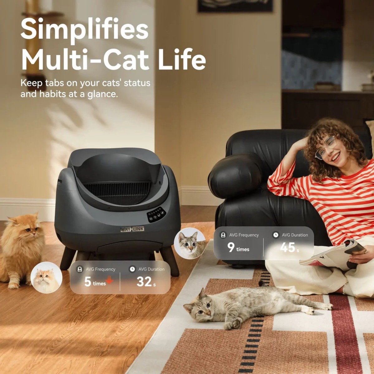 CATLINK Open X - Open Top Zelfreinigende Automatische Kattenbak Wit thumbnail 6