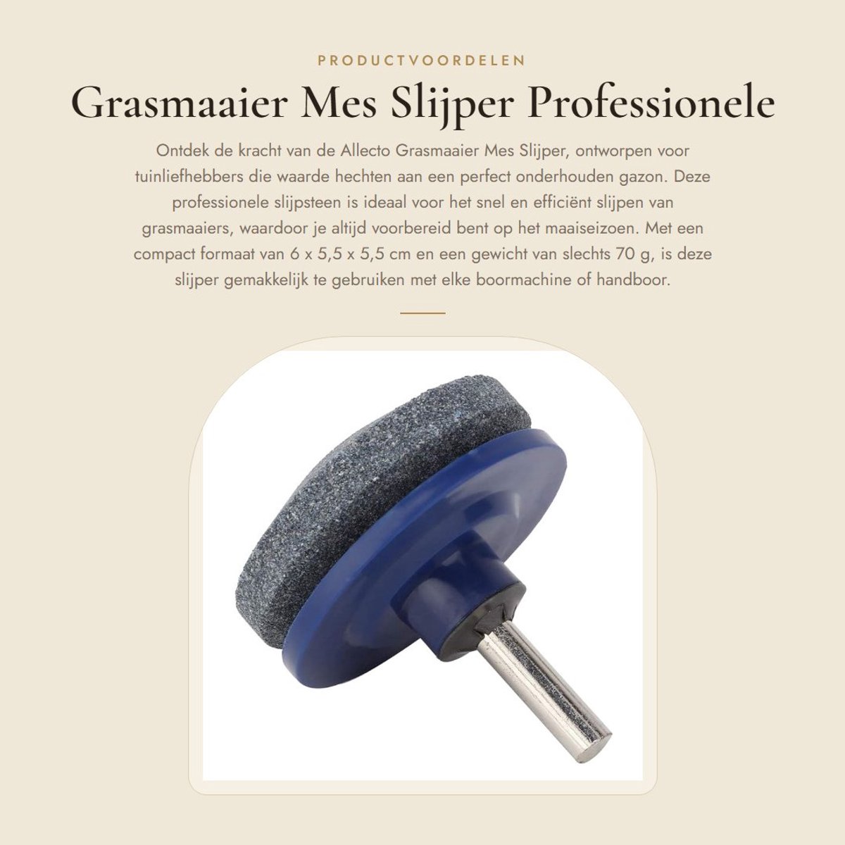 Dailygoods - Grasmaaier Mes Slijper - Professionele Slijpsteen - Voor elke Boormachine - Sneller Slijpen - Voor het Onderhouden van je Tuin - 1 Stuk