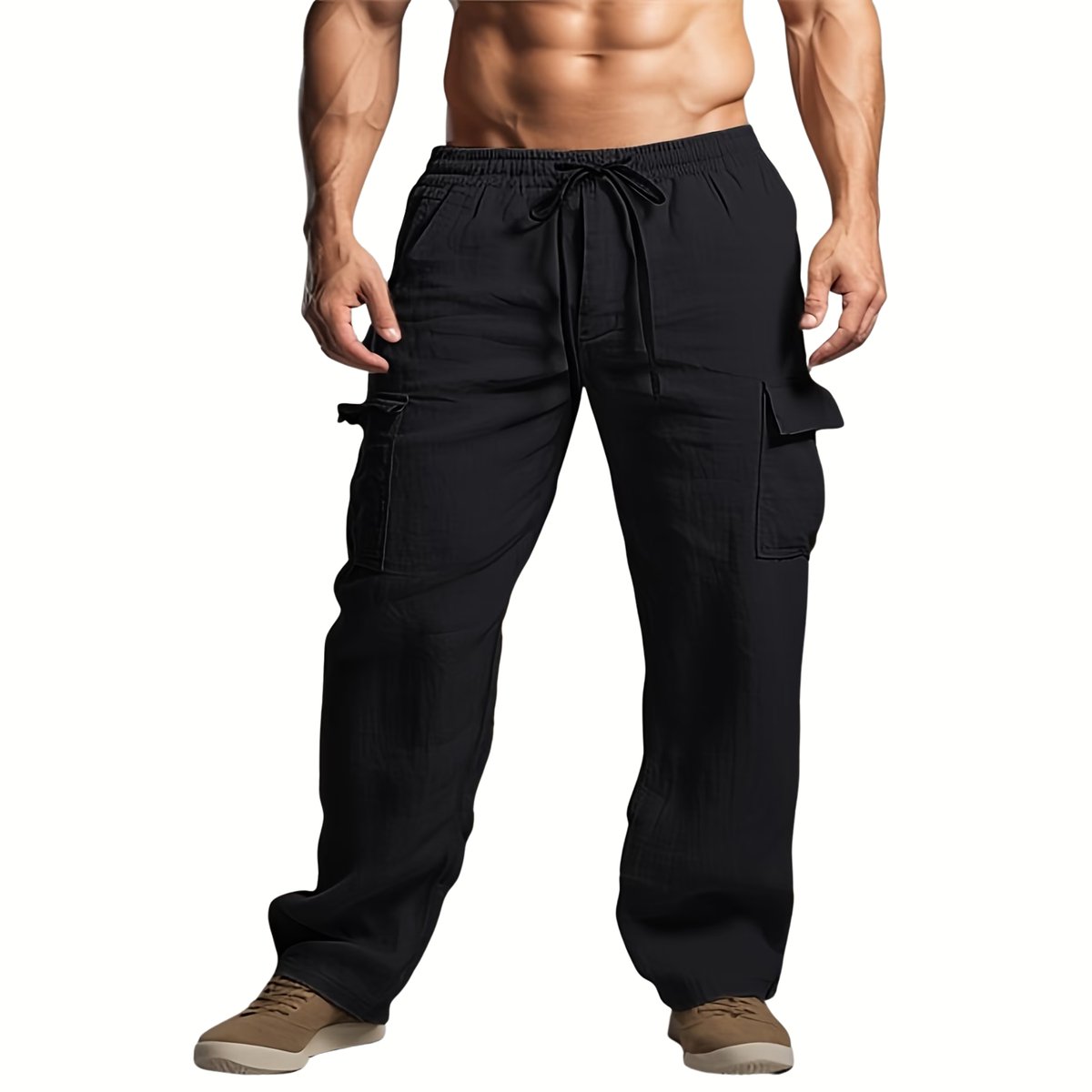 Currero Linnen Broek Heren - Zomerbroek - Volwassenen - Lange Broek - Pantalon - Strandbroek - Zomer - Ibiza Stijl - Zwart S