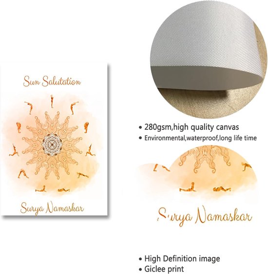 Canvas Schilderij Set - Wanddecoratie Prints - Yoga Studio Decor - Waterdichte UV-bestendige Inkt - 30cmx40cm 2 Stuks - Meerkleurig — afbeelding 4