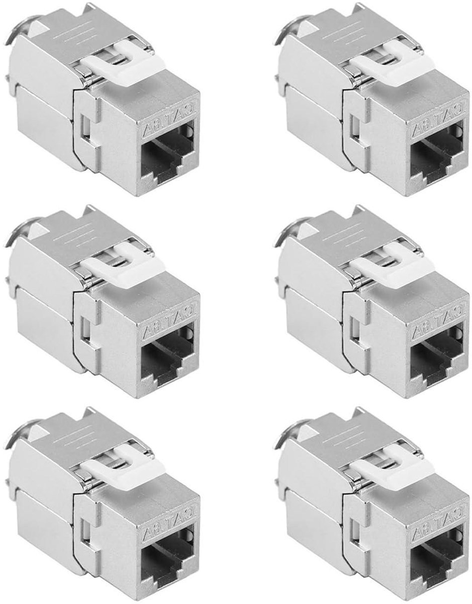 Keystone Jack Cat6A - RJ45 Connector Ethernet - Netwerk Verbindingen - Zonder Punchdown Tool - 6 Stuks - Metaal